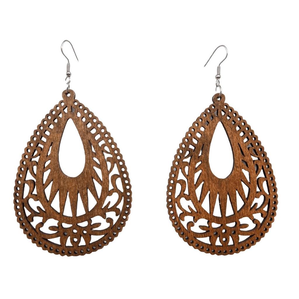 Bohemian Beach Wooden Long Earrings