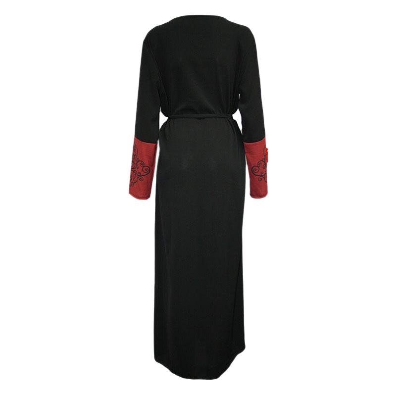 Women Long Sleeve Dress Ethnic Printed Muslim Maxi Dresses Abaya Dubai Kaftan Robe