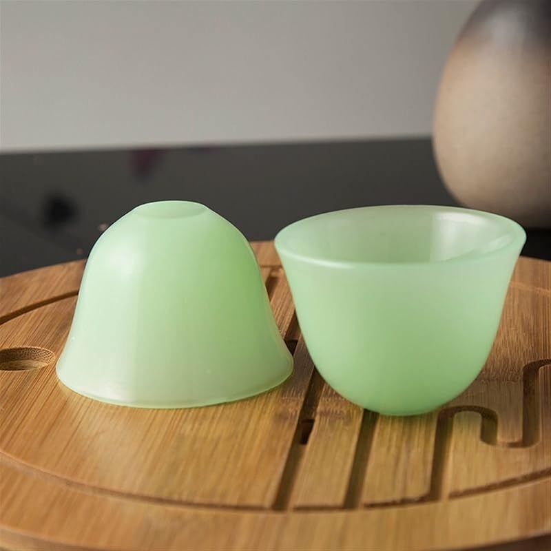 SMDSAZ Light Green Jade Teacup Wine Glass Chinese Kung Fu Tea Set Tureen Bowl Cup Water Cup