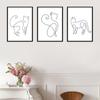 Nordic Minimalist Black and White Line Cat Animal Canvas Painting Home Decoration Hanging Painting Frameless Wall Art Kitchen No Frame