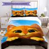 3pcs Puss In Boots Bedding Set Duvet Cover Closure Includes 1 Duvet Cover & 2 Pillowcases, Soft and Comfortable for All Seasons.