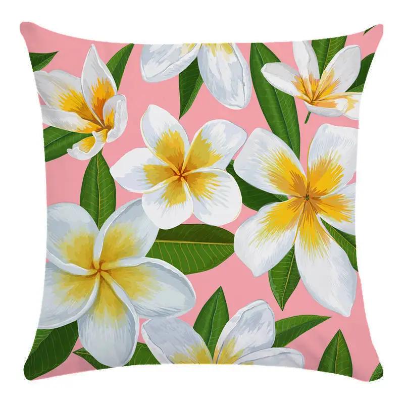 Colorful Parrot Flower Oil Painting Pattern Cushion Cover Sofa Decorative Pillow Cover Floral Pillowcase Home Decor 45X45Cm