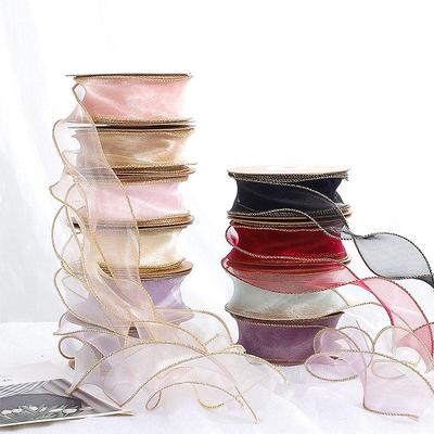 Gold Edge Yarn Ribbon Cake Decoration for Celebrations