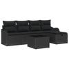 Set Divano da Giardino con Cuscini 6 pz Polyrattan Nero