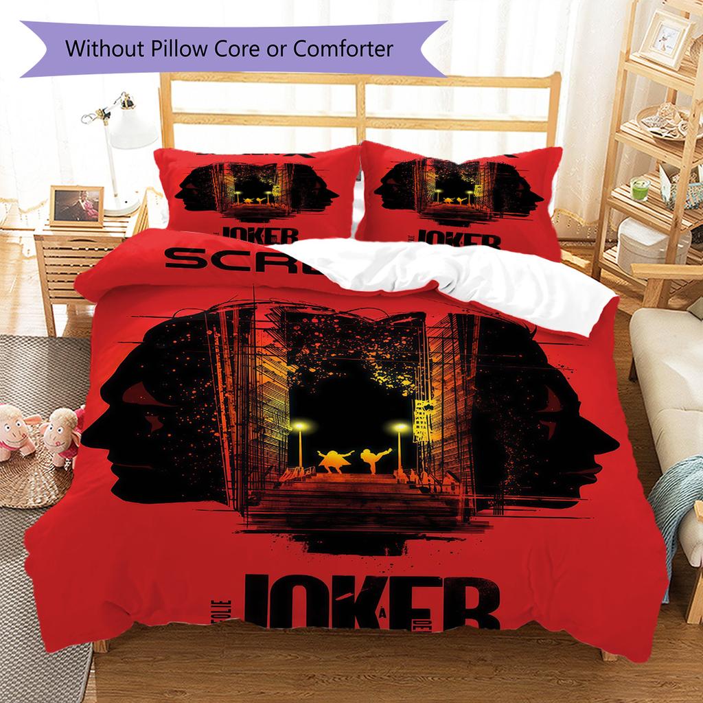 Joker Print Cover Bedding Quilt Set Quilt Cover Pillowcase Home Decoration Birthday Gift (1 * duvet cover + 2 * pillowcase, without core)