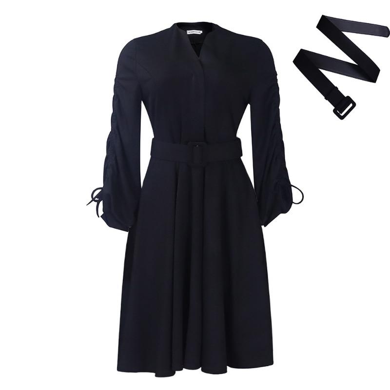 

Женское новое модное платье с V-образным вырезом, кулиской, плиссированной большой юбкой, темпераментное, элегантное, большого размера XXXL