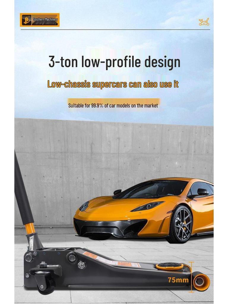 3-Ton Ultra-Low Profile Hydraulic Jack for Auto Repair and Tire Changes