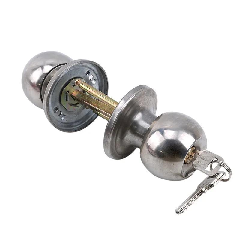 Aluminum Alloy Round Door Knobs Rotation Lock Knobset Handle Metal Door Knob With Key For Bedrooms Living Rooms Bathrooms