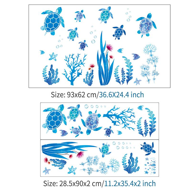 

Подводный мир Морская черепаха Коралл Рыба Креативная личность Украшение дома Гостиная Диван Фон Украшение Наклейки на стену