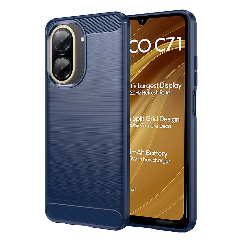 For Xiaomi Poco C71 4G Case Protective Phone Cover Carbon Fiber Texture Brushed