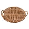 Woven Rattan Decorative Tray Handheld Woven Fruit Snack Bread Tray with Handle for Serving