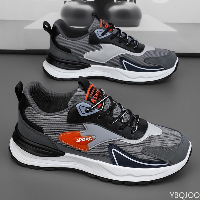 Spring  Autumn New Breathable comfortable Mesh Sneakers MenTrendy Versatile Thick Bottom Casual Running Shoes