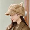 Осень и Зима Женская Мода Милые Кошачьи Ушки Флисовая Шапка Уличная Ветрозащитная Холодная Теплая Восьмиугольная Шляпа