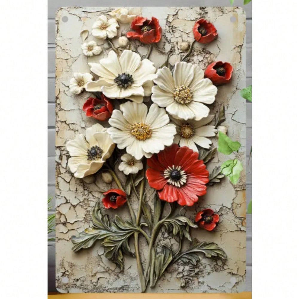 Metal Wall Art Rustic Daisy Floral Decor Vintage Home Office Garden Sculpture 12x8 Inch 20x30