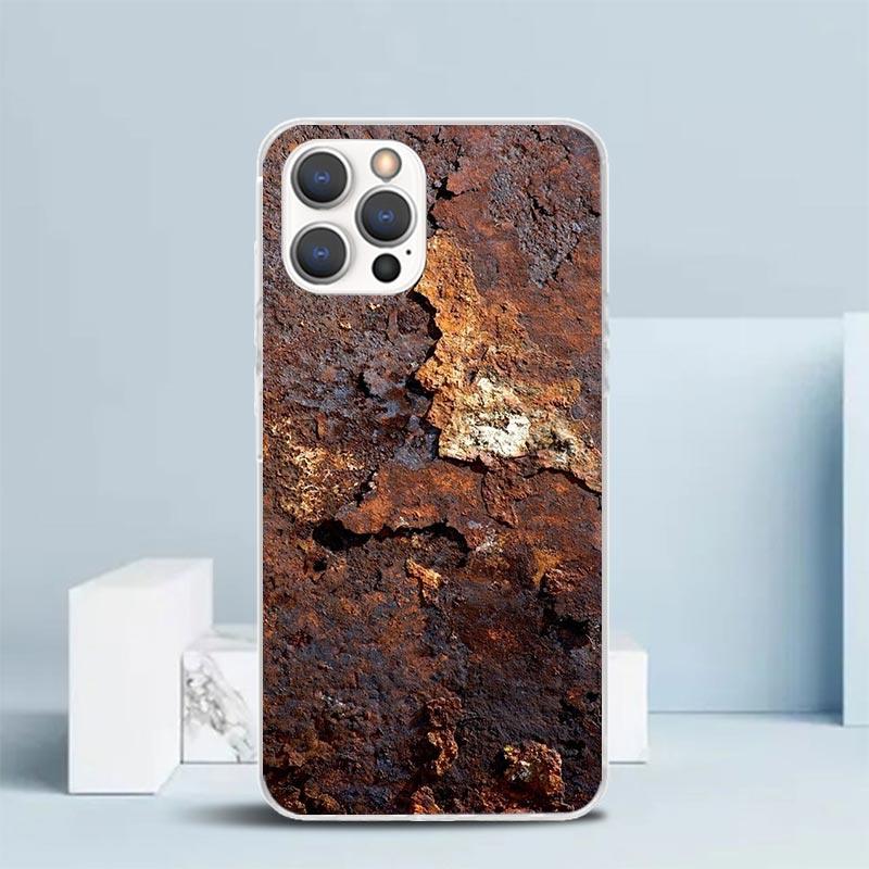 Vintage Industrial Style Rusty Pattern Soft Cover for iPhone 16 17 Air 15 14 Pro Max 16E Phone Case 13 Mini 12 11 7 SE 8 Print P