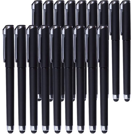 Black Gel Ink Rollerball Pens 0.7mm Gel Pens 2-in-1 Stylus Pens Medium Point Pen for Office, Black Ink (18 Pack-Blue)