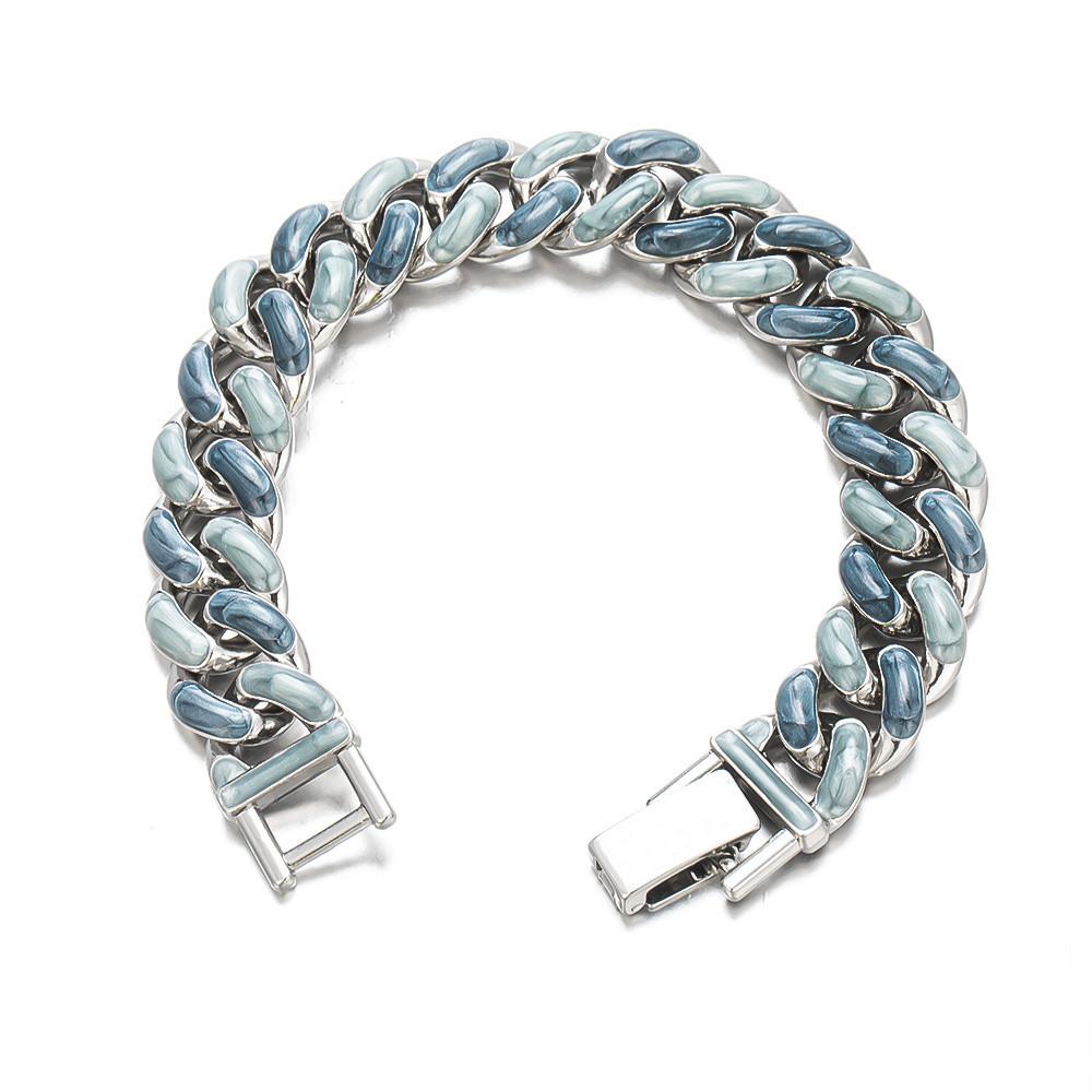 Fashion Titanium Steel Minimalist Hand Chain With Rainbow Elements For Men And Women Star Blue Alloy