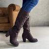 Stivaletti alla caviglia da donna con punta rotonda e tacco grosso, stivali Martin monocolore in stile francese, scarpe casual taglie forti autunno inverno