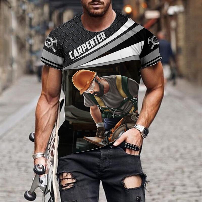 3D Print Cospaly Carpenter Tshirt For Men New In Short Sleeve Tee Shirts Clothes Mens Plus Size Workwear Uniform T Shirts