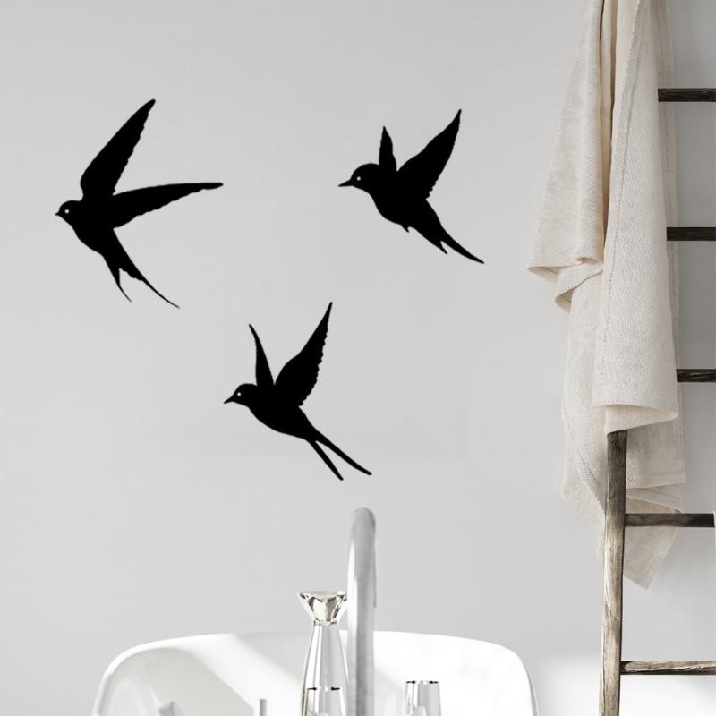 Set di 4 Decorazioni da Parete in Metallo a Forma di Uccello Volante, Sagome di Rondini, Segni Metallici Finitura Nera, Facili da Disporre, Decorazioni Murali per Camera da Letto, Corridoio, Ufficio