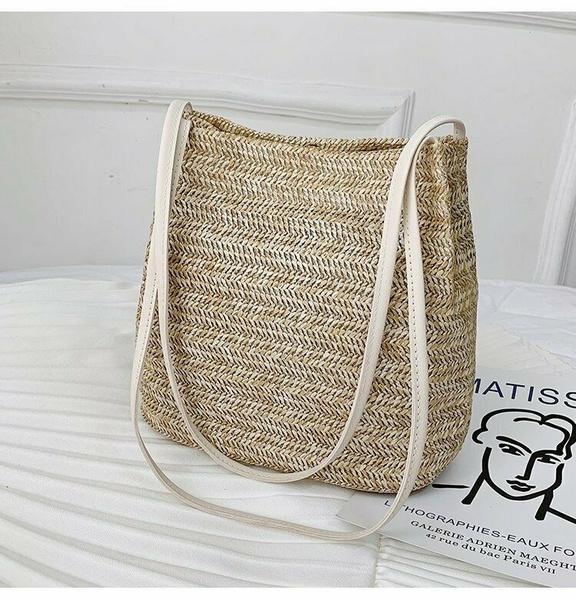 Women Bohemia Straw Bag Woven Round Rattan Handbag Crossbody Summer Beach Bags