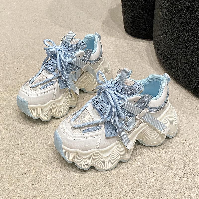 2025 Autumn New Breathable Mesh Women's Shoes Thick-soled Heightening Dad Shoes Versatile Casual Sports Shoes Running Shoes