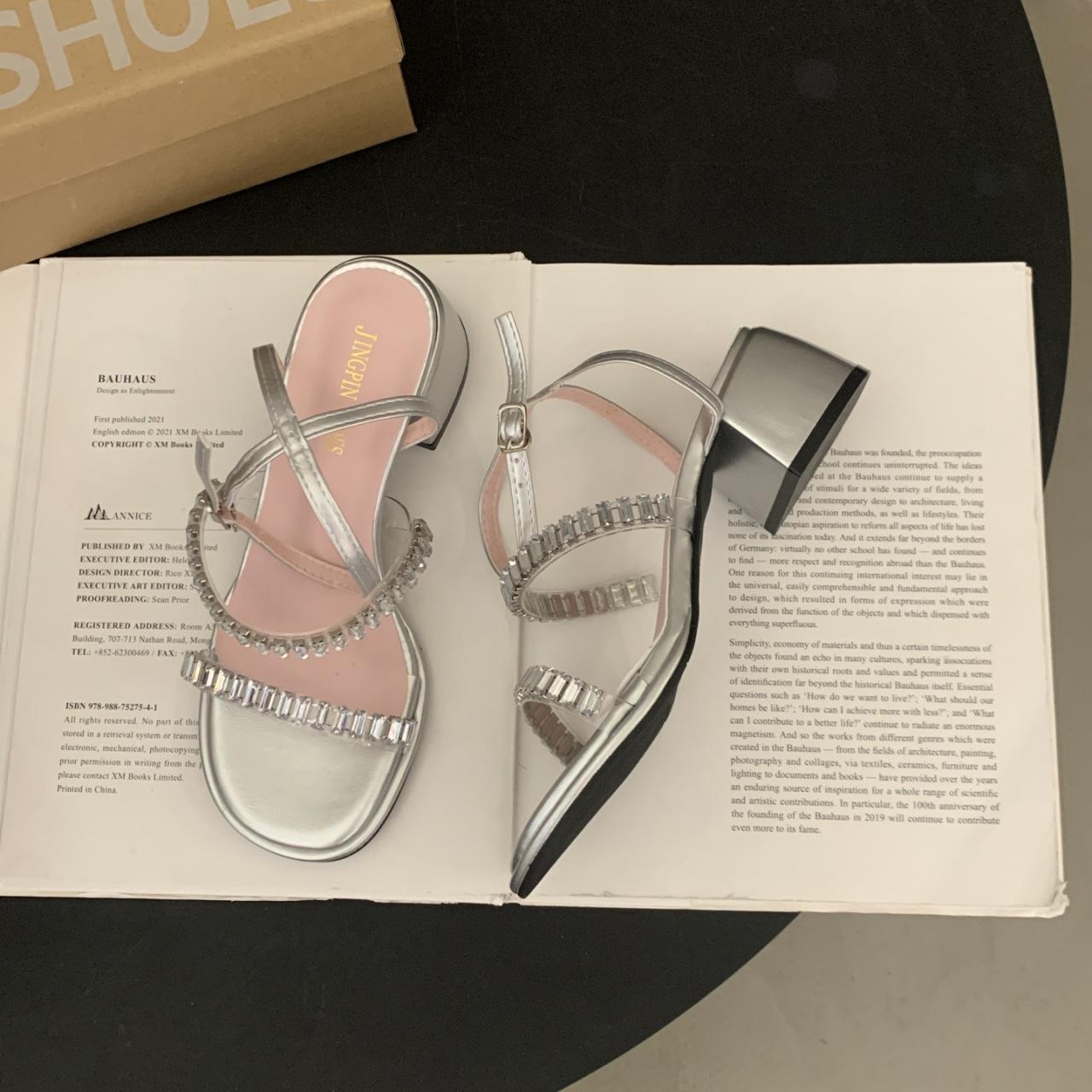 

Silver sandals women s outer wear summer light mouth open toe 2025 new fashion versatile fashion solid color high heel sandals 40