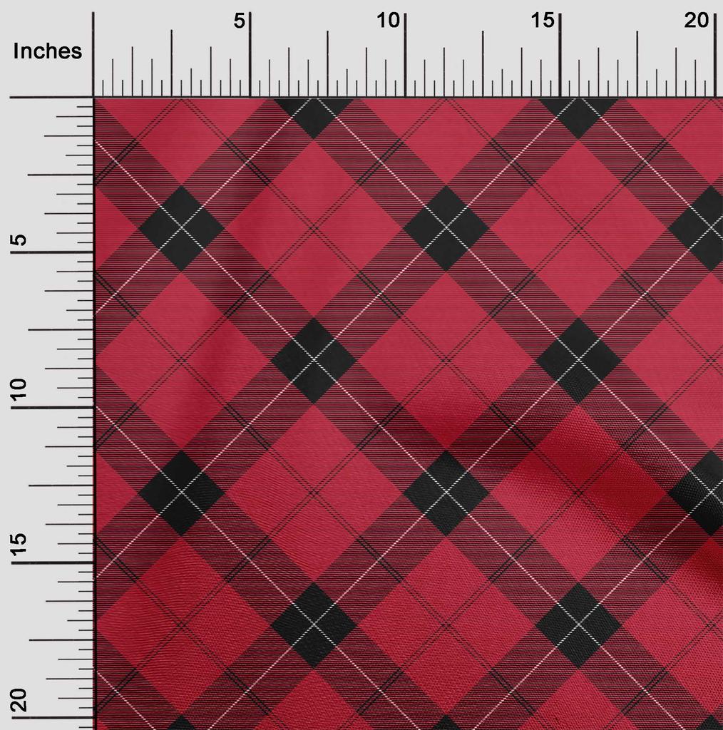 oneOone Cotton Flex Fabric Tartan Check Print Fabric By The Yard 40 Inch