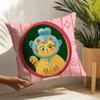2 Cute Cat Illustrations Pillow Case Home Living Room Decoration Linen Pillowcover Pillow Cases Cushion Cover