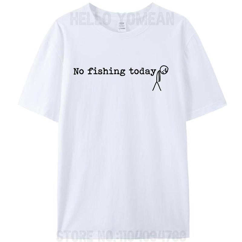 Heute kein Angeln Lustiger Trauriger Strichmännchen Angelwitz Damen Herren 100% Baumwoll-T-Shirt Kleidung Rundhals Freizeit-Tops