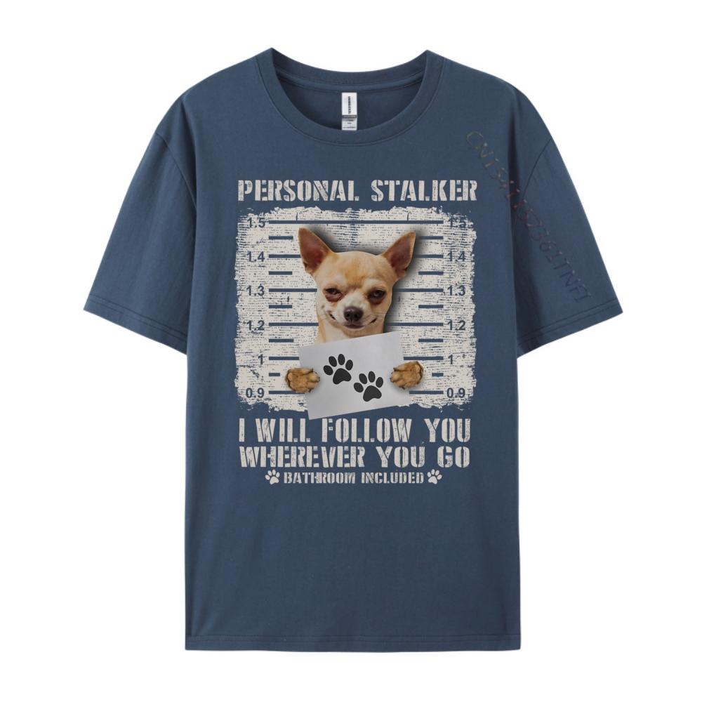 

Personal Stalker Chihuahua Dog Arrested Jail Photo Graphic T Shirts Men Cotton Clothes 4XL