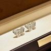 New Vintage 100% Pure 925 Sterling Silver Butterfly Earring Pave Aaa Full Zirconia Ear Studs For Women Fine Luxury Jewelry