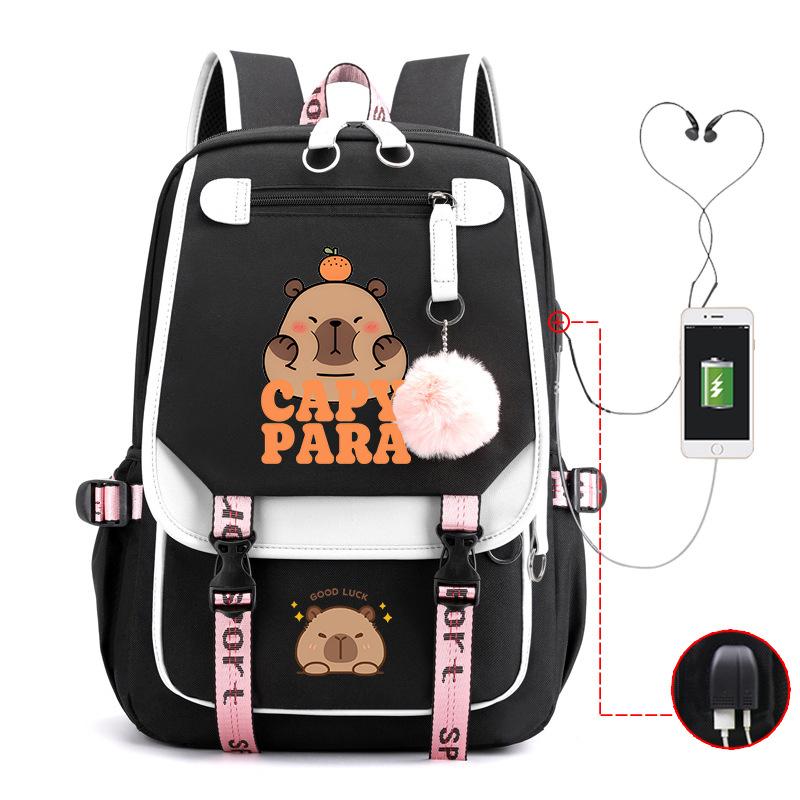 Campus Universal School Bag Kapibara Personality Trend USB Multifunctional Backpack Student New