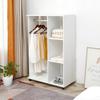 Open Wardrobe On Wheels Bedroom Wardrobe With Clothes Hanging Rail 3 Storage Shelves Mobile Garment Rack For Cloakroom Hallway White