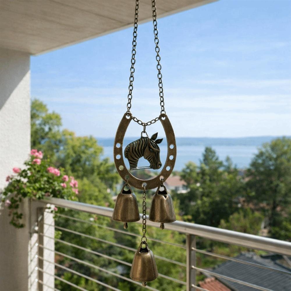 Wisiorek z kopyta szczęśliwego konia Vintage Dekoracyjny Ozdoba do zawieszenia na dziedzińcu Dzwonek wietrzny do zawieszenia Prezent