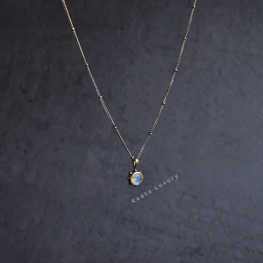 Natural Moonstone necklace Silver oxidized jewelry for women Rainbow moonstone necklace Healing gemstone office wear pendant