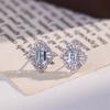 S925 Silver Stud Earrings with Natural Crystal/Topaz, Hollow Geometric Jewelry for Women