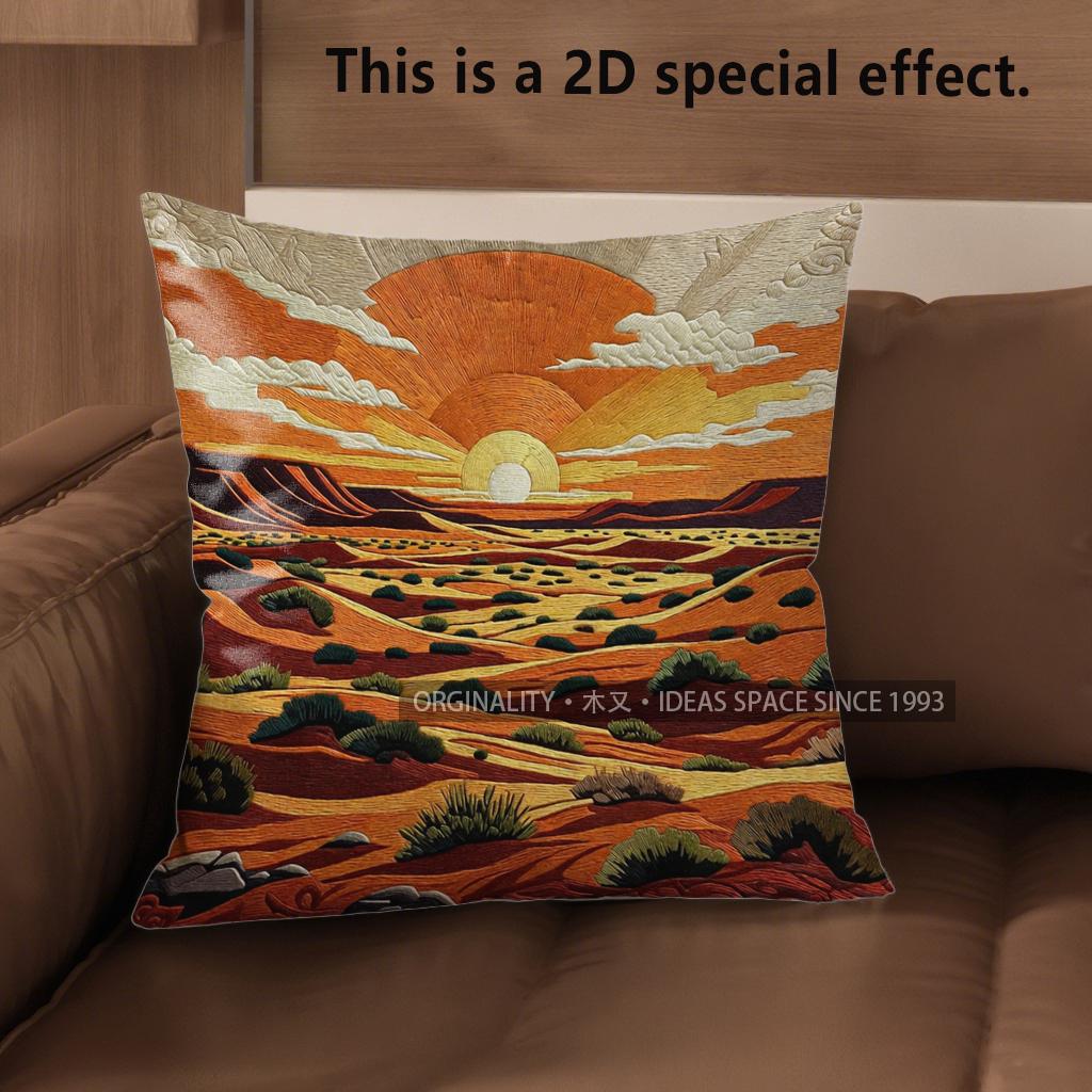 D Boho Desert Sunset Cactus Throw Pillow Covers Pattern Cushion Cover Suitable For Sofa Bedroom Car Pillow Cover