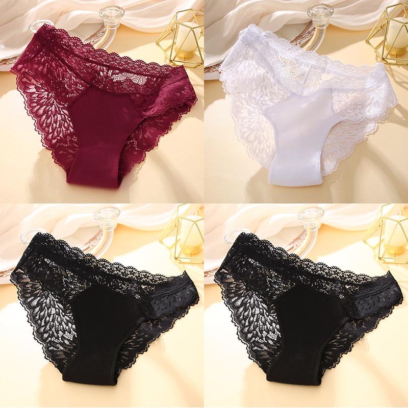 4 Stück/Set Sexy Perspektive Damen Rücken Spitze Höschen Patchwork Unterhosen Ausgehöhlte Dessous Unterwäsche Bequeme Slips