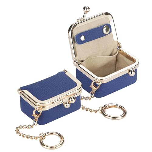 Royal Bagger Genuine Leather Mini Jewelry Box Women's Coin Purse Solid Color Kiss Lock Change Pouch Casual Style Small Storage Bag for Women 1894