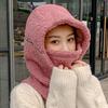 Lamb Wool To Keep Women Warm In Winter, Thickened Anti-wind and Cold, Ear Protection, Face, Scarf, Mask, Integrated Hat, Cycling