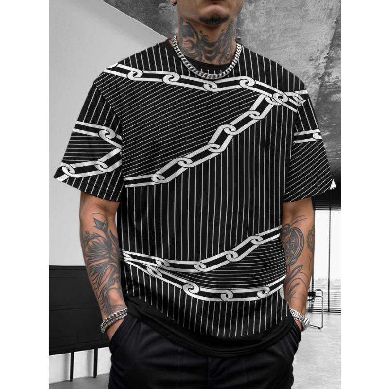 Bohemian Bandana Patterned Short - Sleeve Tops Summer Round Neck 3D Print Fashionable Casual Men's T-shirts