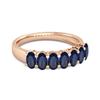 Blue Sapphire Oval Half Eternity Band - 925 Sterling Silver Rose Gold Vermeil