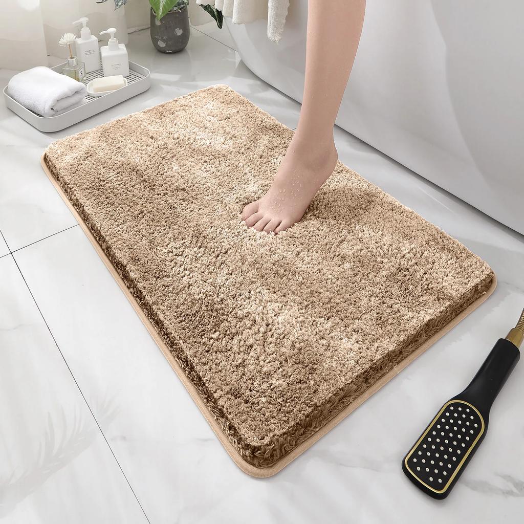 Rounded and Thickened Bathroom Floor Mat, Bathtub Absorbent Mat, Plush Material, Anti Slip Foot Mat, Entrance Door Mat, Bathroom