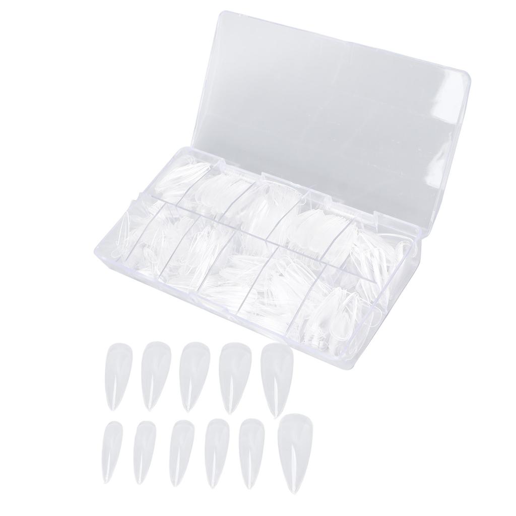 500pcs Transparent Coffin Long Fake Nails Artificial False Nails Tips Manicure Decal for Nail Salon