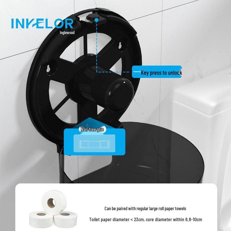 Wall-Mounted Waterproof Tissue Box with Shelf - No-Punch, Bathroom Pull-Out Roll Storage