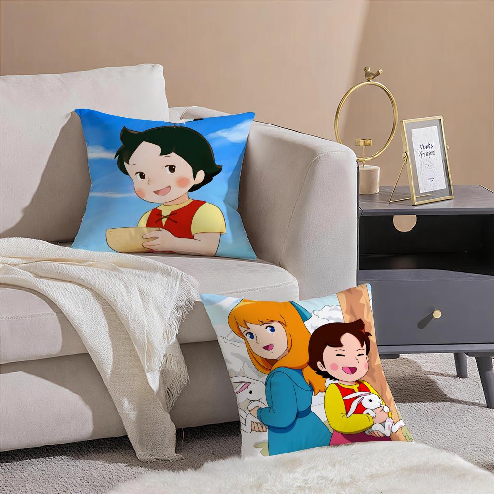 Heidi Peter And Grandpa Alps Goat Mountain Cushion Cover Throw Pillow Cover Hidden Button Durable Polyester Chair Cushion