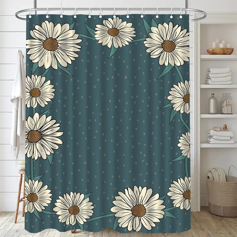 Oil painting landscape Washable Dirt-Resistant Shower Curtain Shower Head waterproof Polyester Bath Curtain For Home Decor