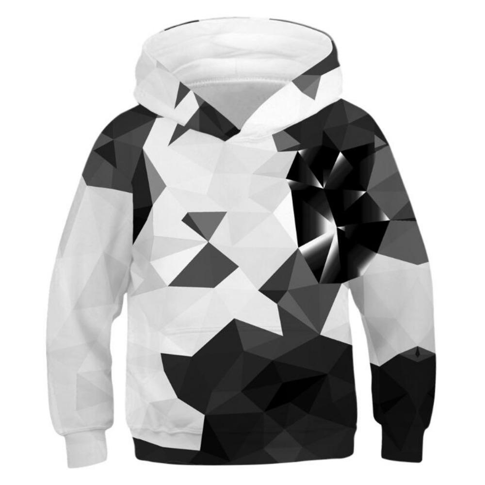 Φούτερ με Σχέδιο 3D Μαύρο Λευκό Παιδικά Πουλόβερ Μακρυμάνικα Φούτερ Αγόρια Κορίτσια Hoody Μπλούζες Streetwear Παιδικά Ρούχα Sudadera