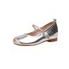 Inner height increase French light mouth Mary Jane shoes women's spring new silver high-end one-word with camellia single shoes